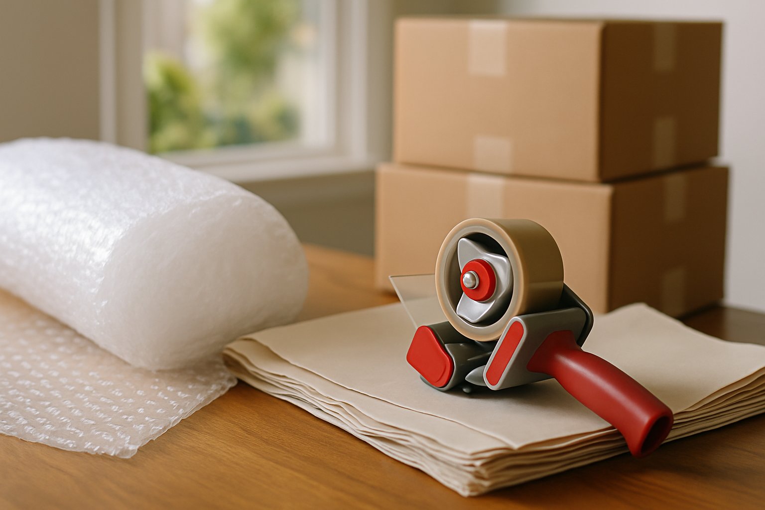 Professional packing of dishes into a cardboard box