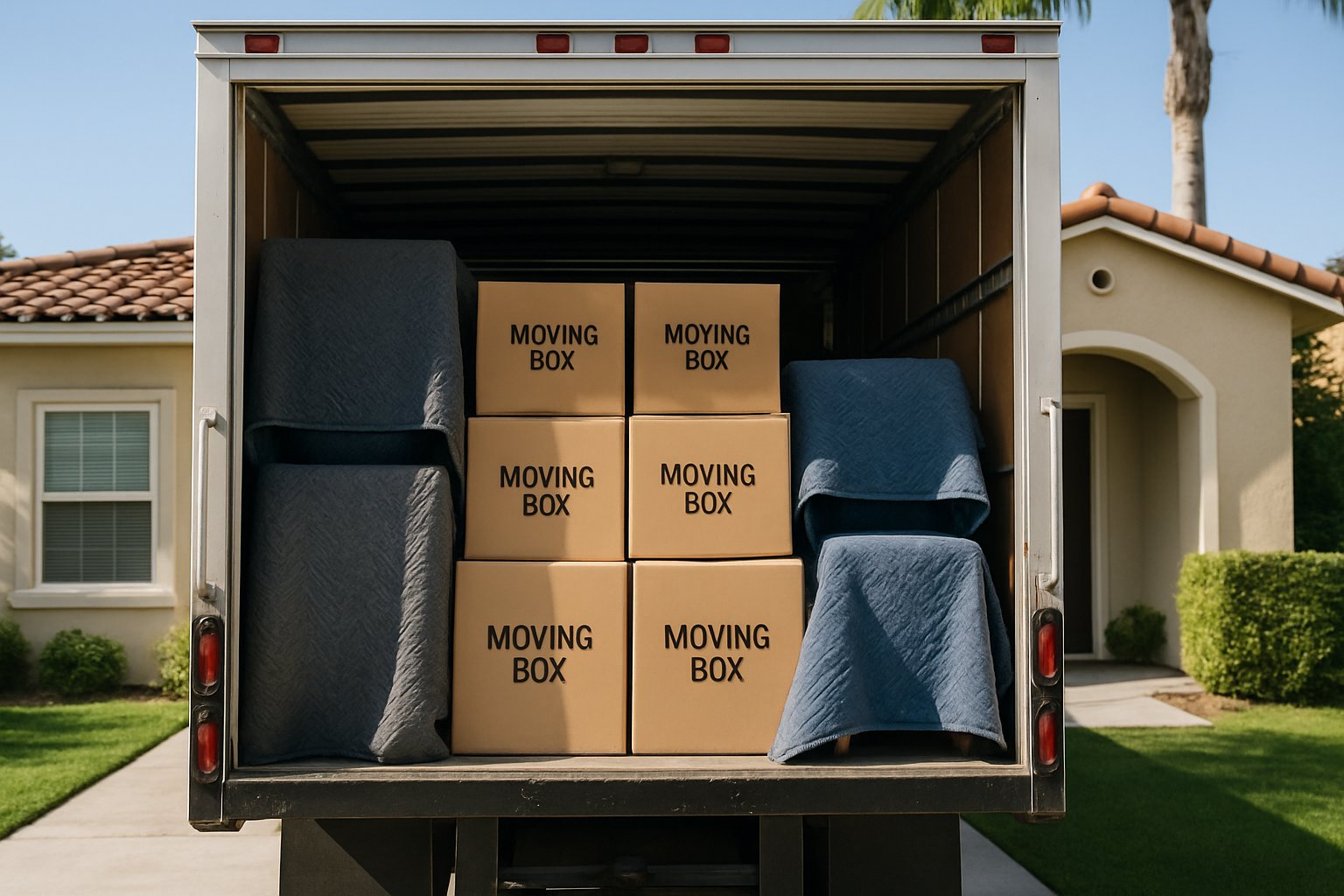 Local moving truck in front of a home